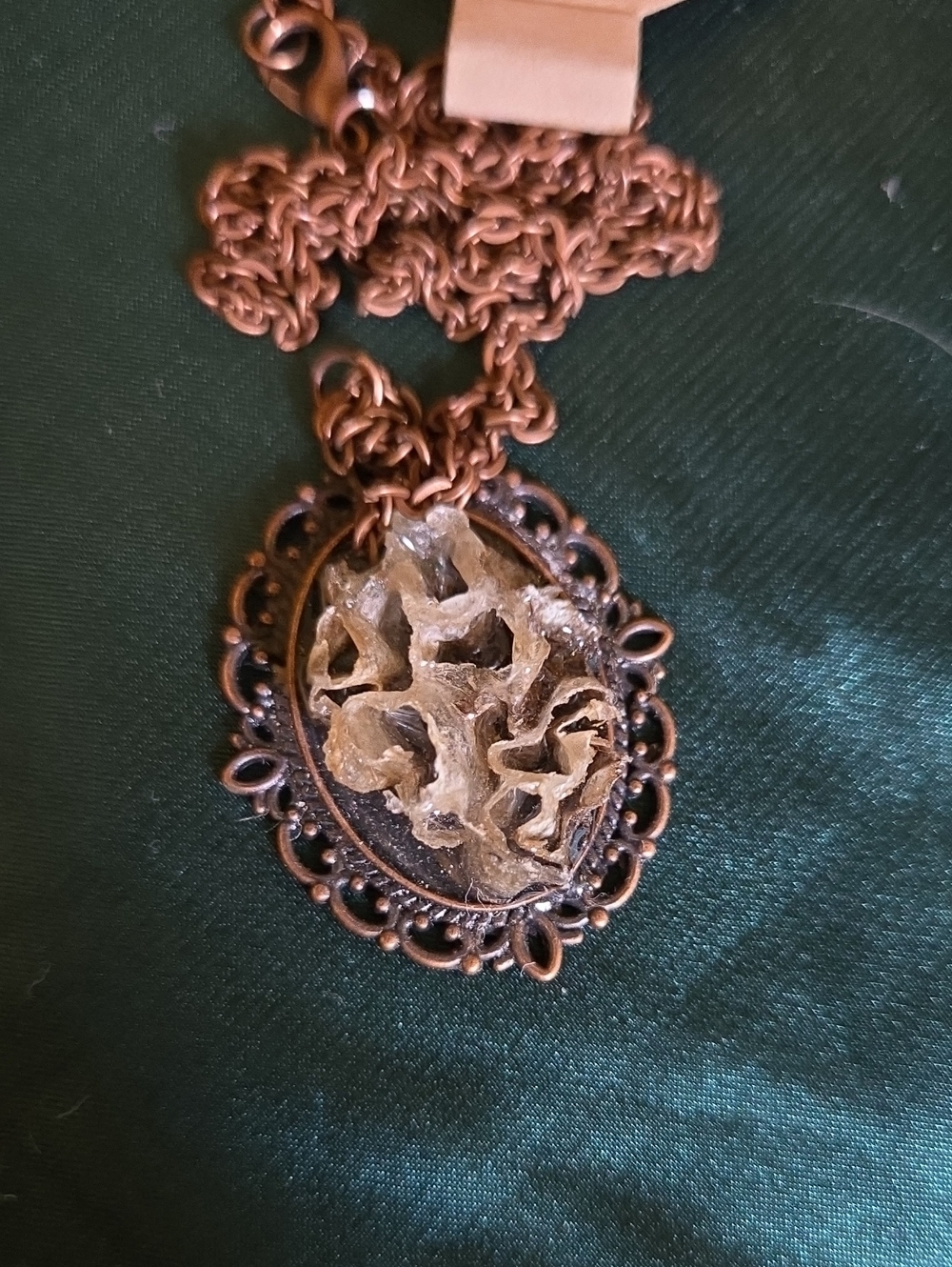 Hand Crafted Copper Filigree Pendant With UV Perserved Wasp Nest